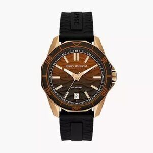 Armani Exchange Three-Hand Date Black Silicone Watch - AX1954